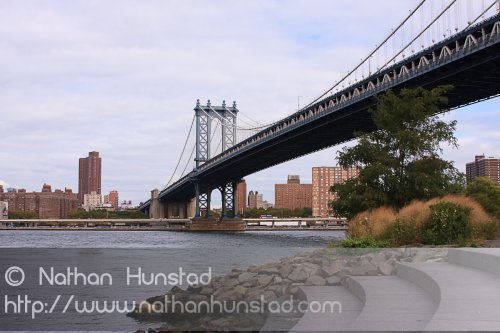 The Manhattan Bridge from Brooklyn Bridge Park